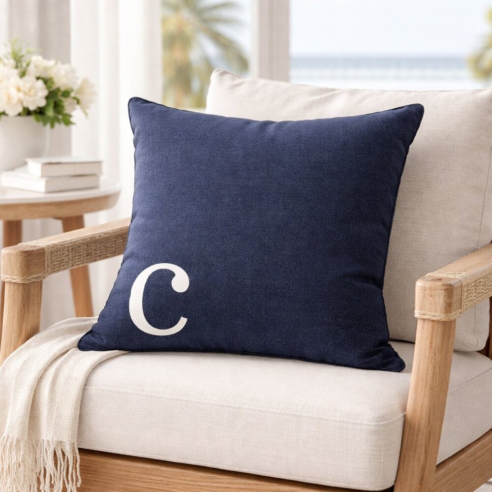 4/$25💤 Navy Blue Accent Square Pillow